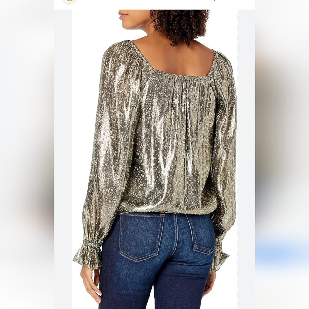 Ramy Brook Printed Abby Shimmer light leopard blouse size XS metallic